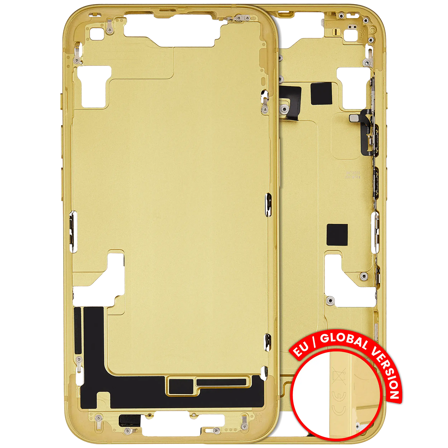 Mid-Frame Housing W/ Small Parts For iPhone 14 (EU / Global Version) (Used OEM Pull: Grade C) (Yellow)