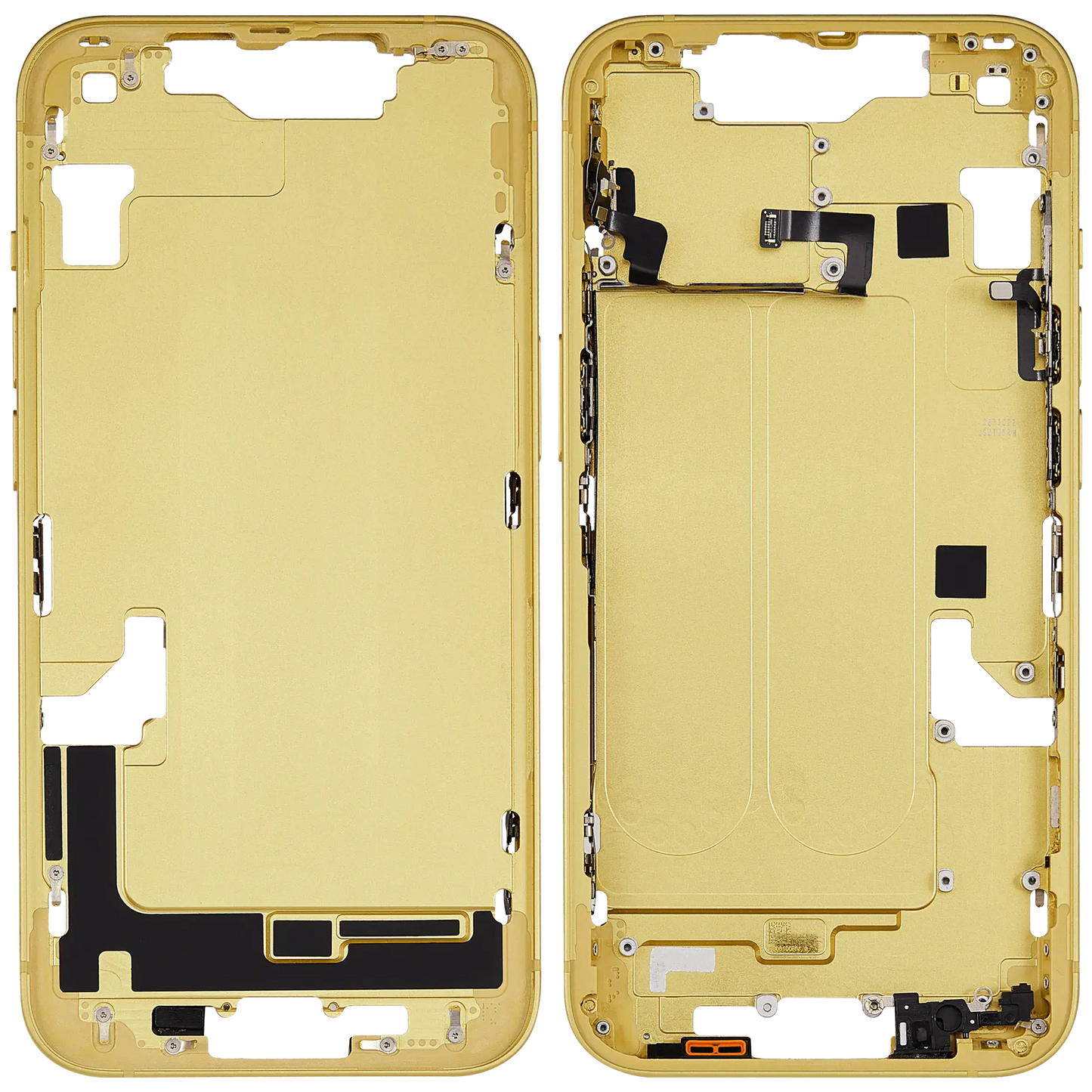 Mid-Frame Housing W/ Small Parts For iPhone 14 (EU / Global Version) (Used OEM Pull: Grade C) (Yellow)