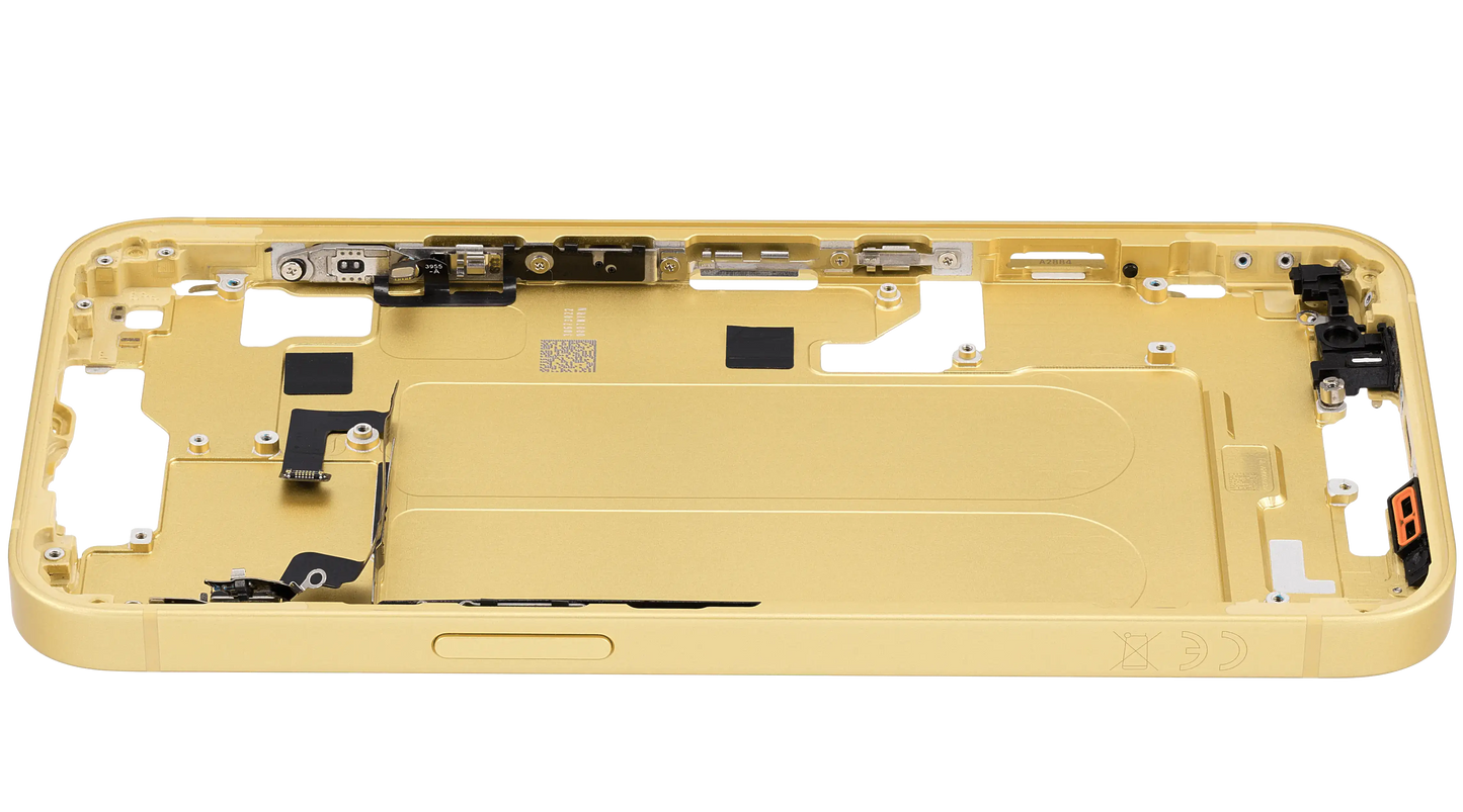 Mid-Frame Housing W/ Small Parts For iPhone 14 (EU / Global Version) (Used OEM Pull: Grade C) (Yellow)