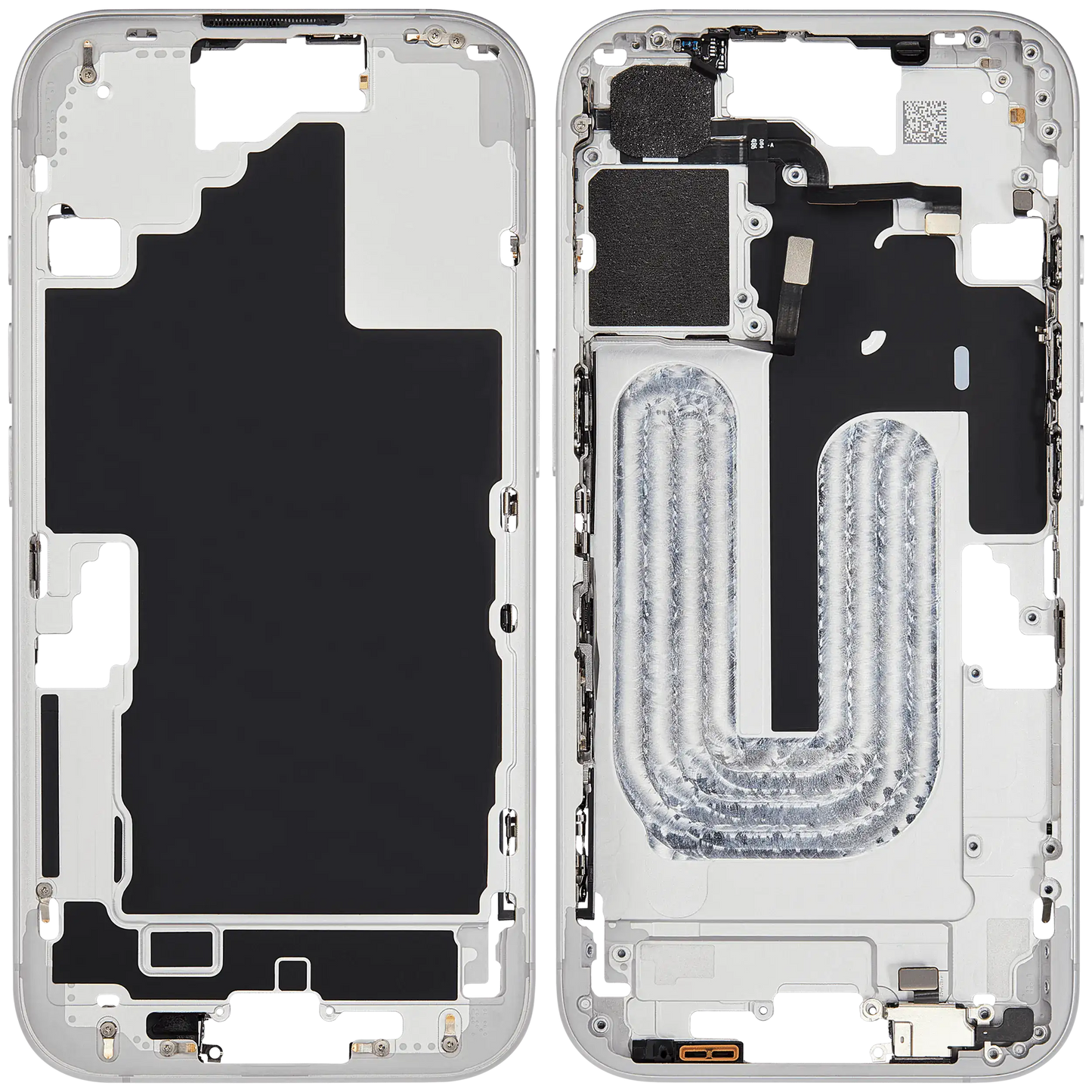 Mid-Frame Housing W/ Small Parts For iPhone 16 (EU / Global Version) (Used OEM Pull: Grade B) (White)