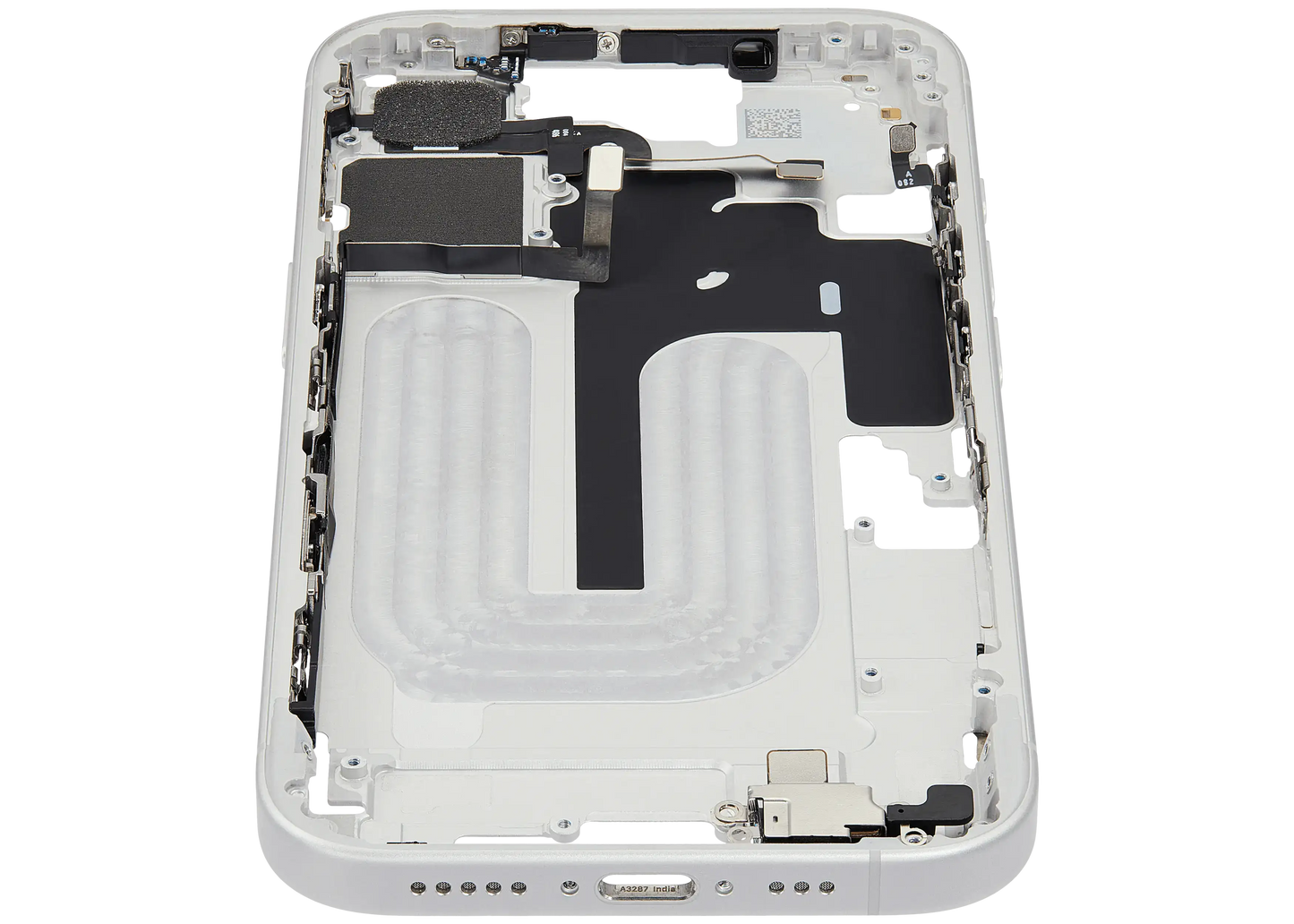 Mid-Frame Housing W/ Small Parts For iPhone 16 (EU / Global Version) (Used OEM Pull: Grade B) (White)