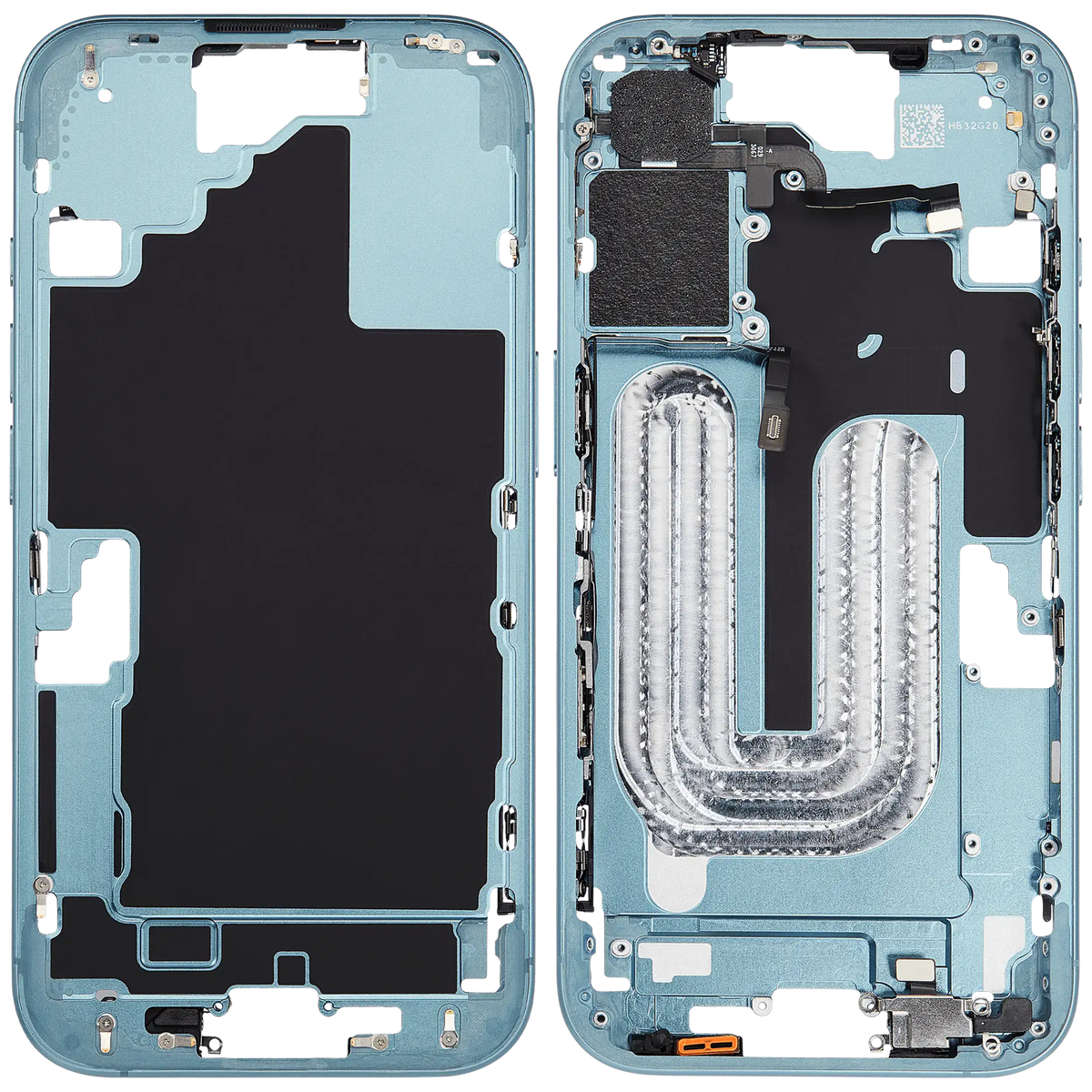 Mid-Frame Housing W/ Small Parts For iPhone 16 (EU / Global Version) (Used OEM Pull: Grade C) (Teal) — product photo 7