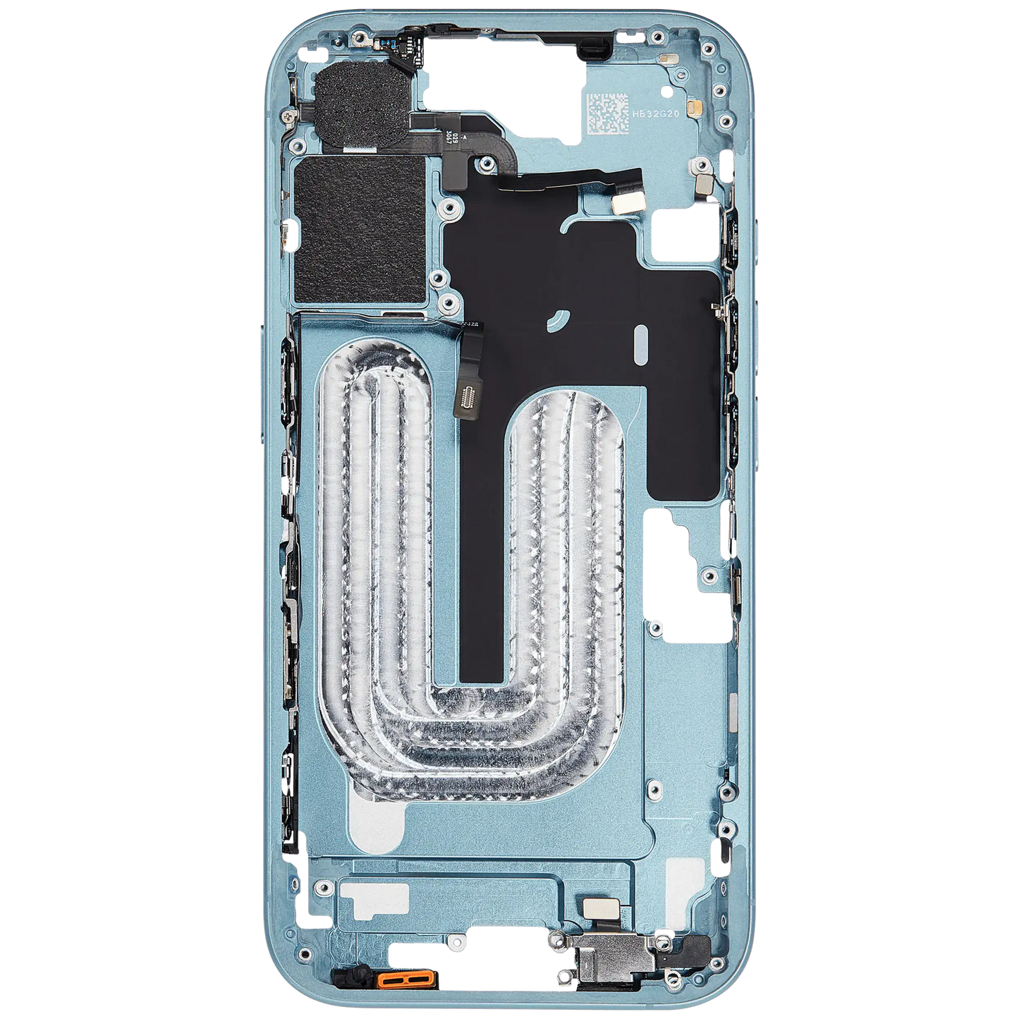 Mid-Frame Housing W/ Small Parts For iPhone 16 (EU / Global Version) (Used OEM Pull: Grade C) (Teal)