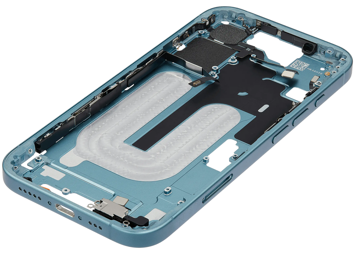 Mid-Frame Housing W/ Small Parts For iPhone 16 (EU / Global Version) (Used OEM Pull: Grade C) (Teal) — product photo 2