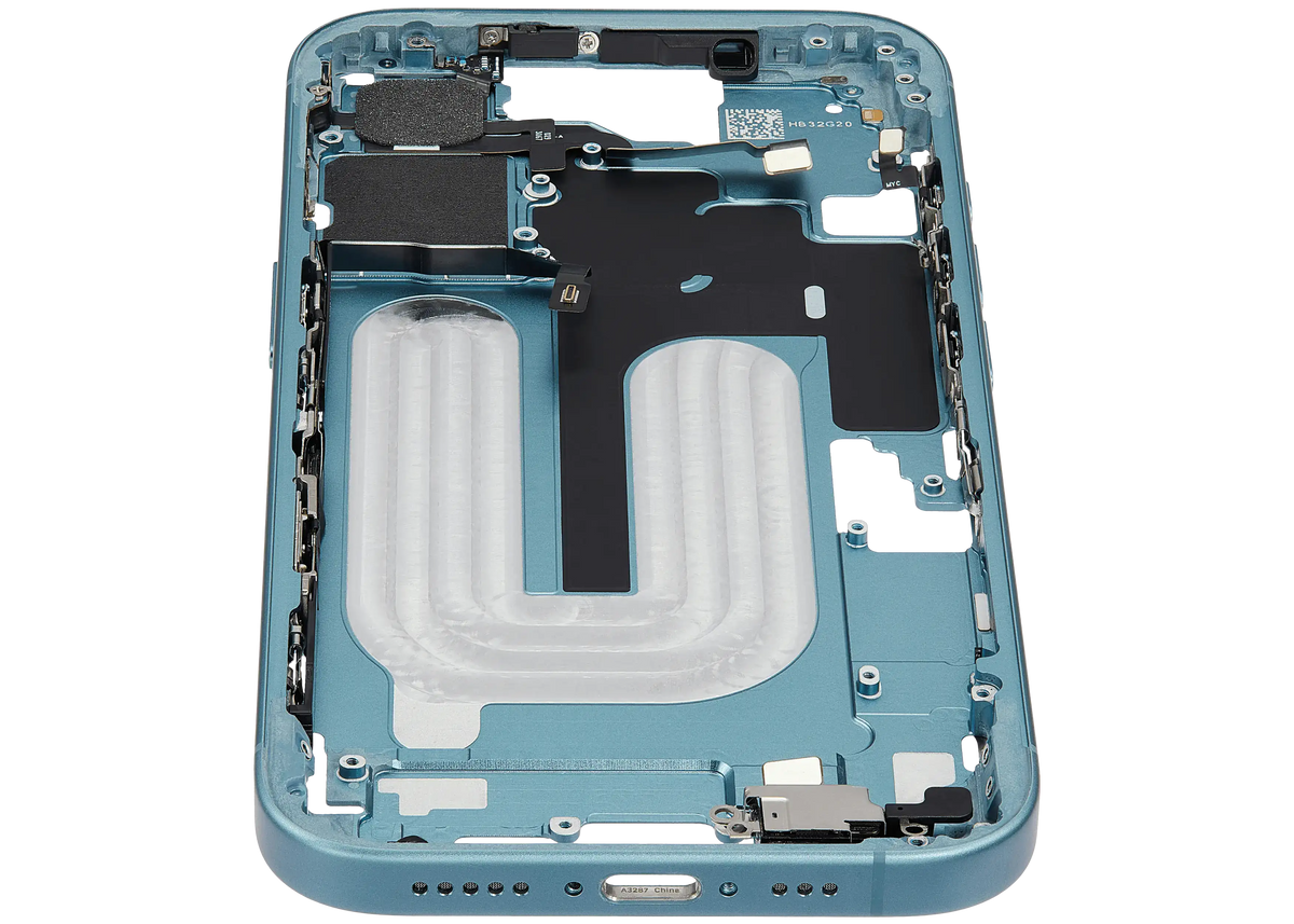 Mid-Frame Housing W/ Small Parts For iPhone 16 (EU / Global Version) (Used OEM Pull: Grade C) (Teal) — product photo 3