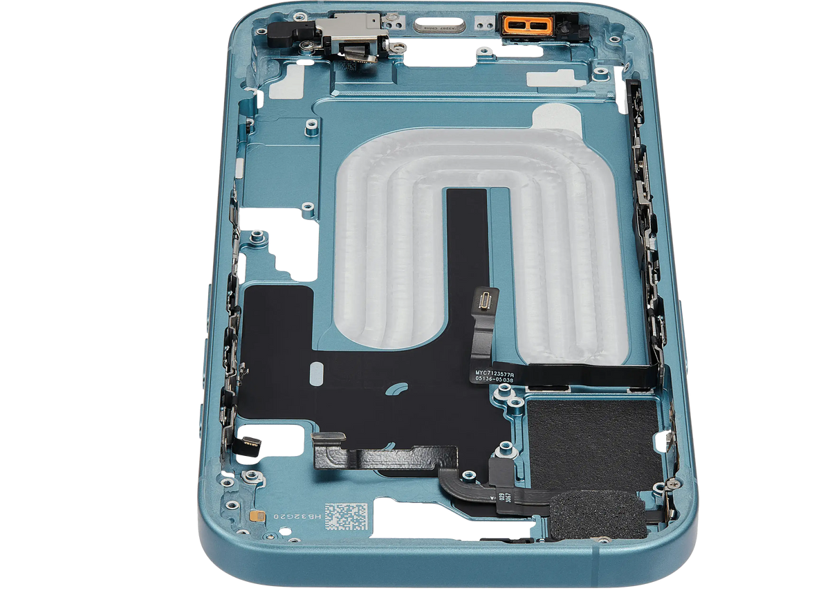 Mid-Frame Housing W/ Small Parts For iPhone 16 (EU / Global Version) (Used OEM Pull: Grade C) (Teal) — product photo 4