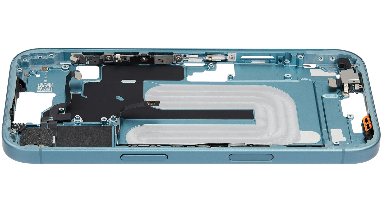 Mid-Frame Housing W/ Small Parts For iPhone 16 (EU / Global Version) (Used OEM Pull: Grade C) (Teal)