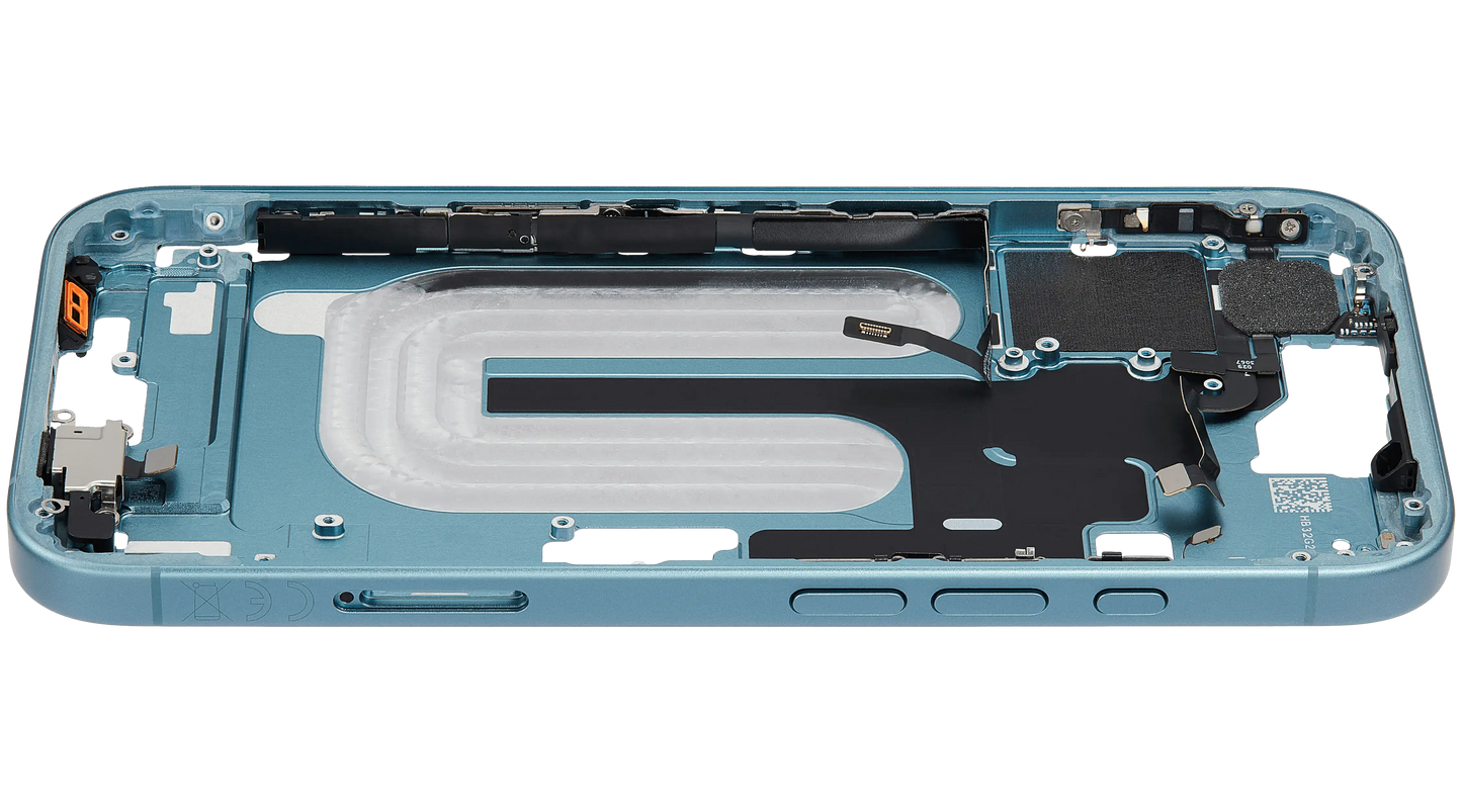 Mid-Frame Housing W/ Small Parts For iPhone 16 (EU / Global Version) (Used OEM Pull: Grade C) (Teal)