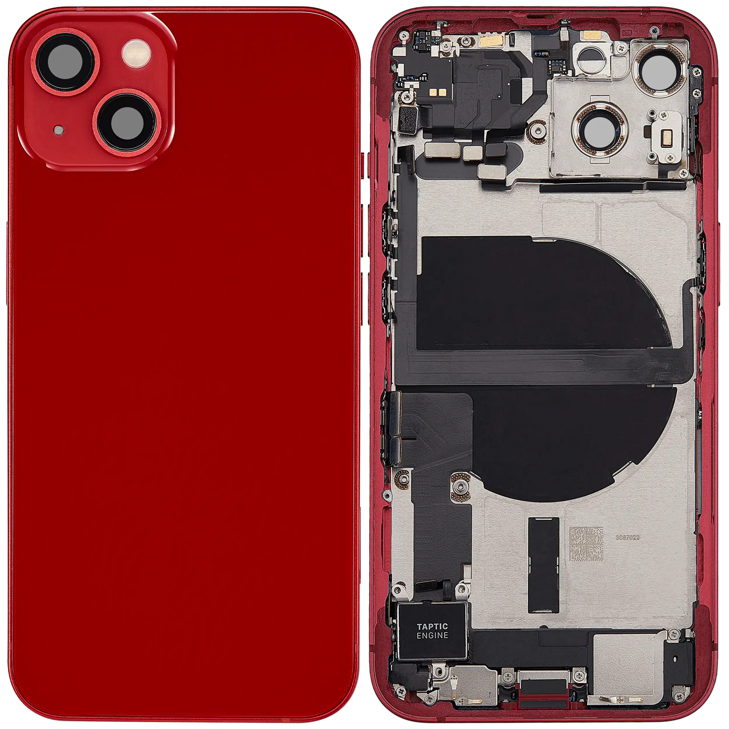Back Housing W/ Charging Port Flex & Small Parts For iPhone 13 (US Version) (Used OEM Pull: Grade C) (Red)