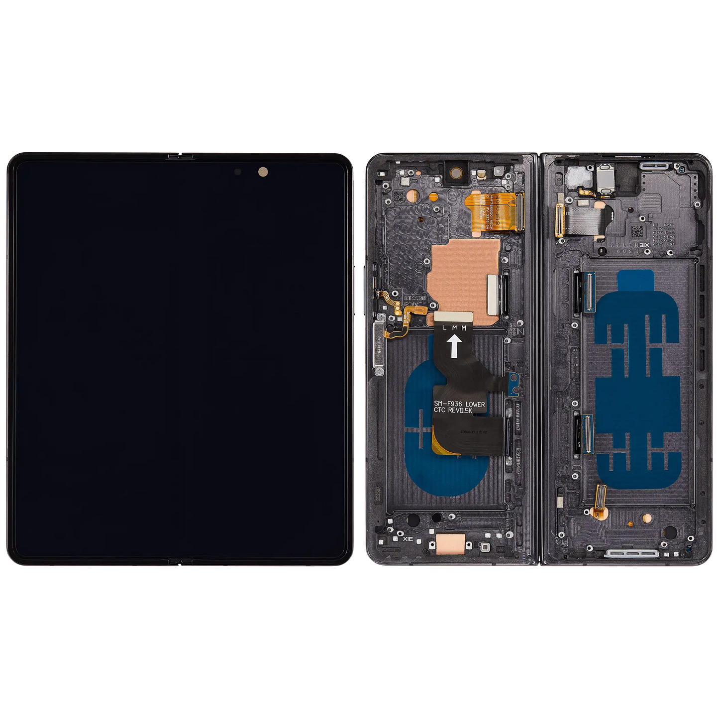 High resolution image of Inner OLED Assembly With Frame For Samsung Galaxy Z Fold 4 5G (US & International) (Service Pack) (Phantom Black)