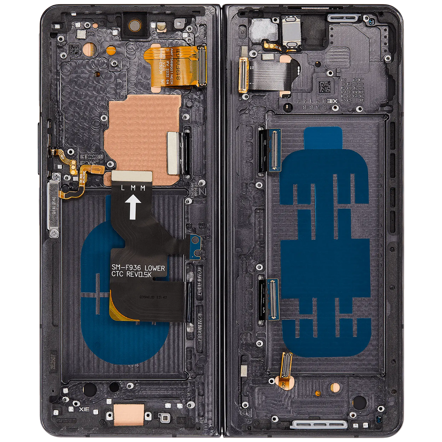 Samsung replacement part: Inner OLED Assembly With Frame For Samsung Galaxy Z Fold 4 5G (US & International) (Service Pack) (Phantom Black)
