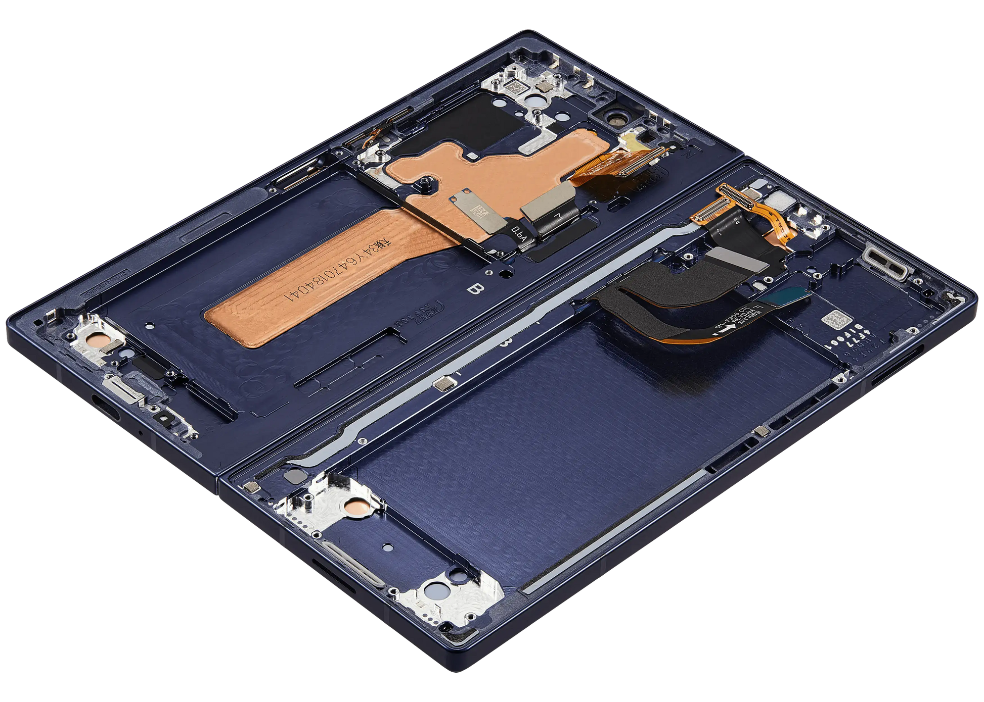 Detailed look at Inner OLED Assembly With Frame For Samsung Galaxy Z Fold 6 5G (US & International) (Service Pack) (Navy) for repair