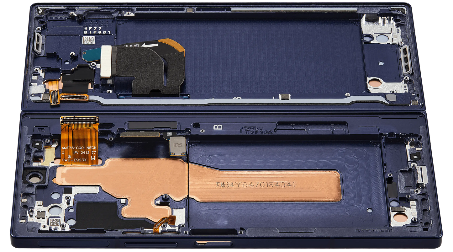 Detailed look at Inner OLED Assembly With Frame For Samsung Galaxy Z Fold 6 5G (US & International) (Service Pack) (Navy) for repair