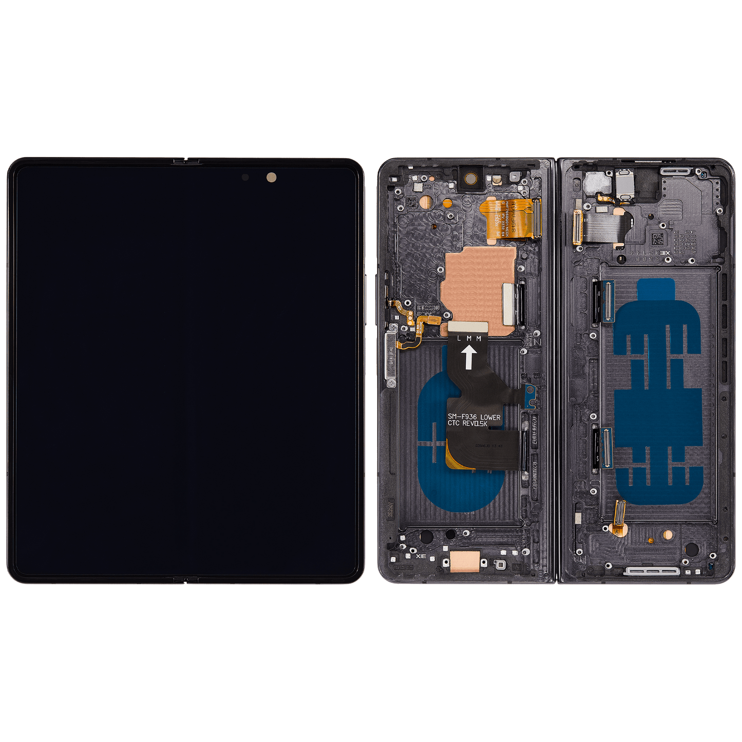 Inner OLED Assembly With Frame For Samsung Galaxy Z Fold 4 5G (US & International) (Refurbished) (Phantom Black) clear view