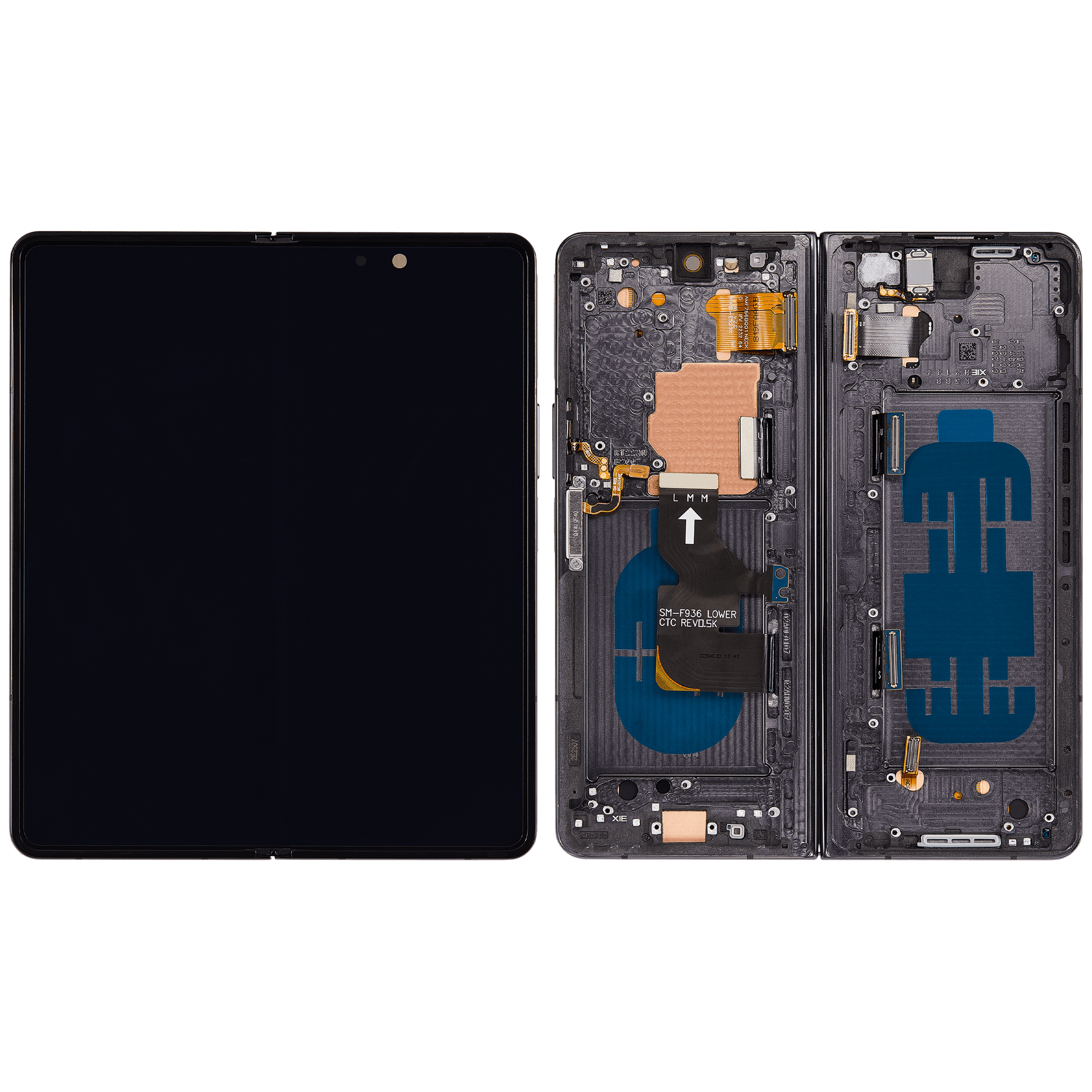 Inner OLED Assembly With Frame For Samsung Galaxy Z Fold 4 5G (US & International) (Refurbished) (Phantom Black) clear view