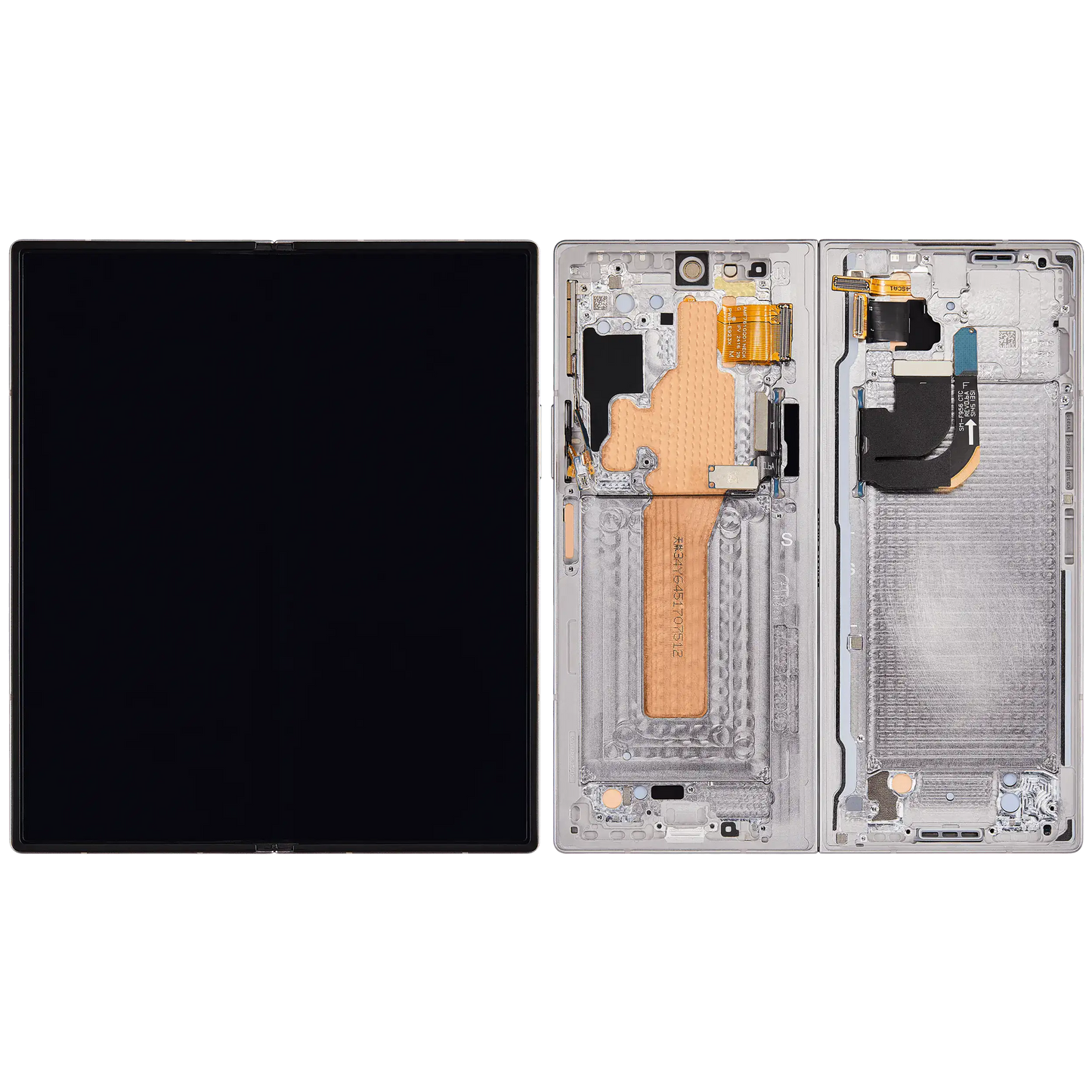 Detailed look at Inner OLED Assembly With Frame For Samsung Galaxy Z Fold 6 5G (US & International) (Refurbished) (Silver Shadow) for repair