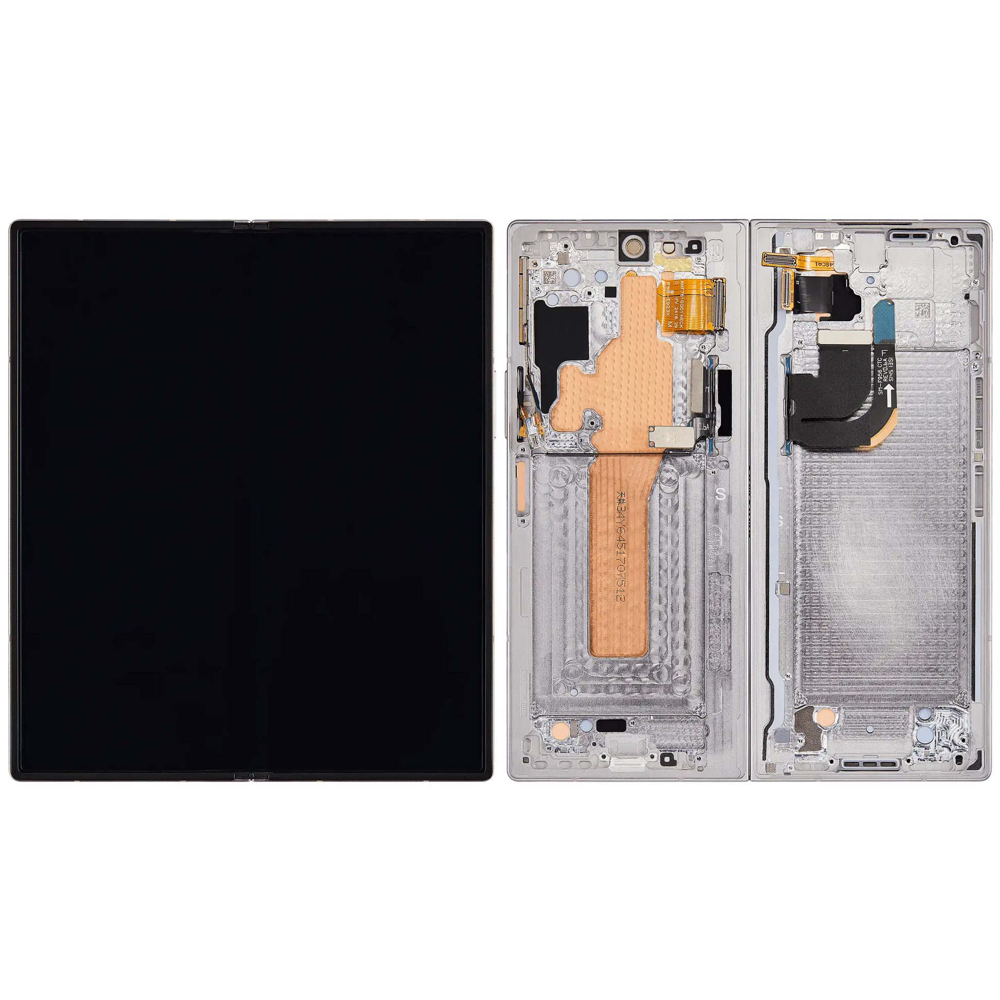 Detailed look at Inner OLED Assembly With Frame For Samsung Galaxy Z Fold 6 5G (US & International) (Refurbished) (Silver Shadow) for repair