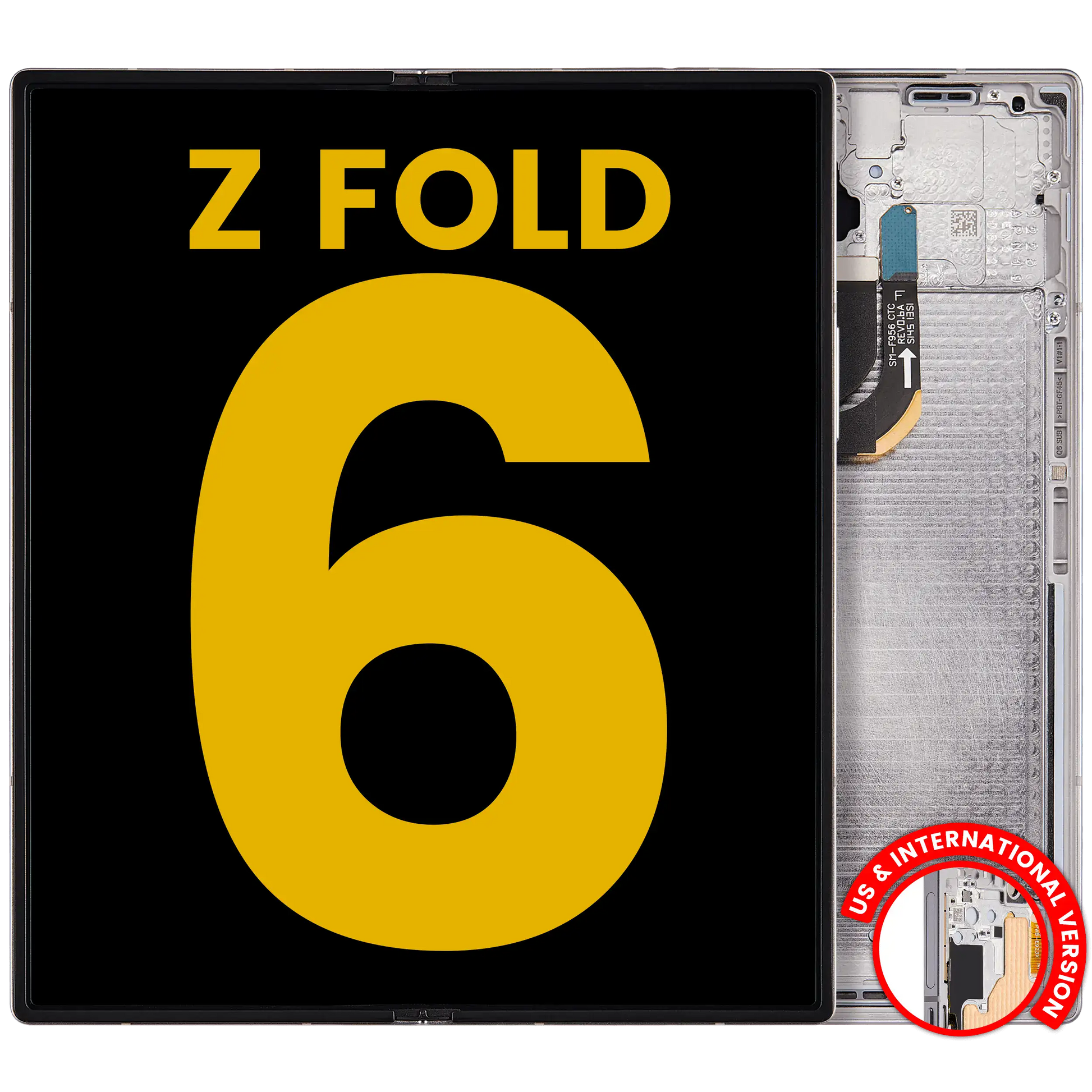 High resolution image of Inner OLED Assembly With Frame For Samsung Galaxy Z Fold 6 5G (US & International) (Refurbished) (Silver Shadow)