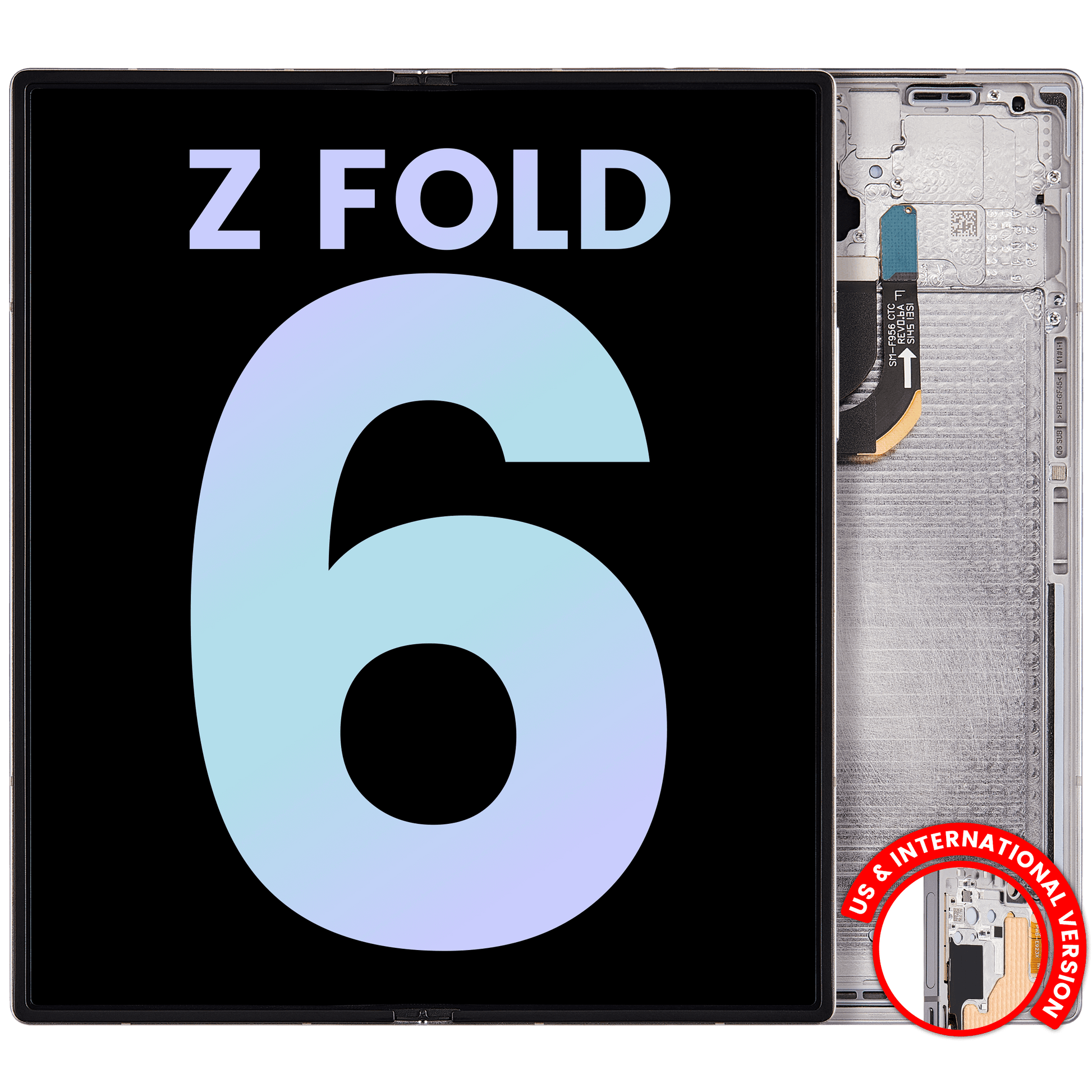 High resolution image of Inner OLED Assembly With Frame For Samsung Galaxy Z Fold 6 5G (US & International) (Service Pack) (Silver Shadow)