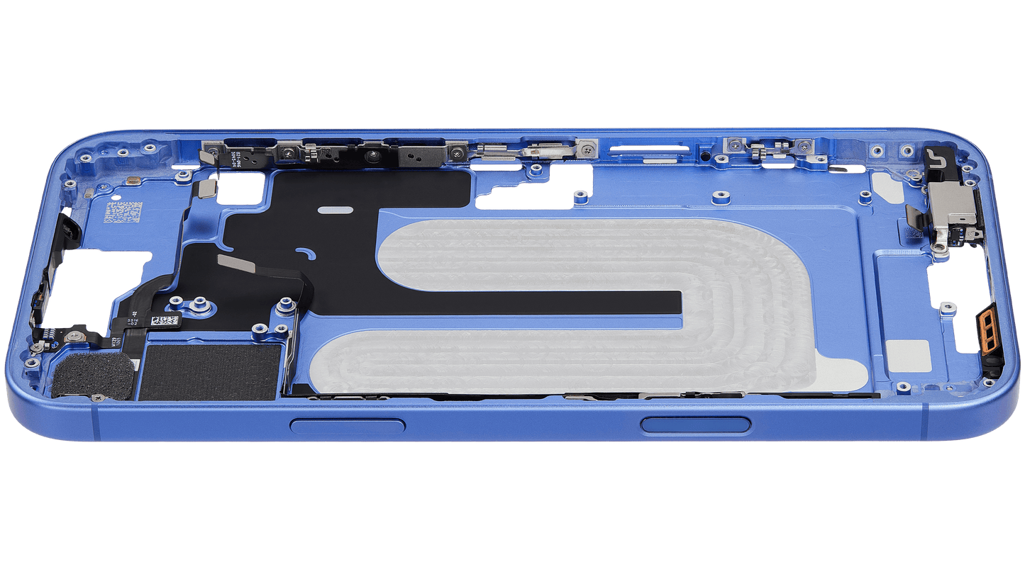 Mid-Frame Housing W/ Small Parts For iPhone 16 Plus (EU / Global Version) (Used OEM Pull: Grade C) (Ultramarine)