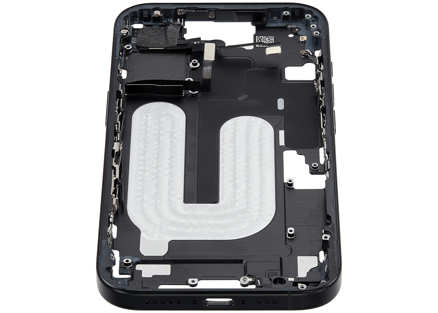 Mid-Frame Housing W/ Small Parts For iPhone 16 (US Version) (Used OEM Pull: Grade C) (Black)