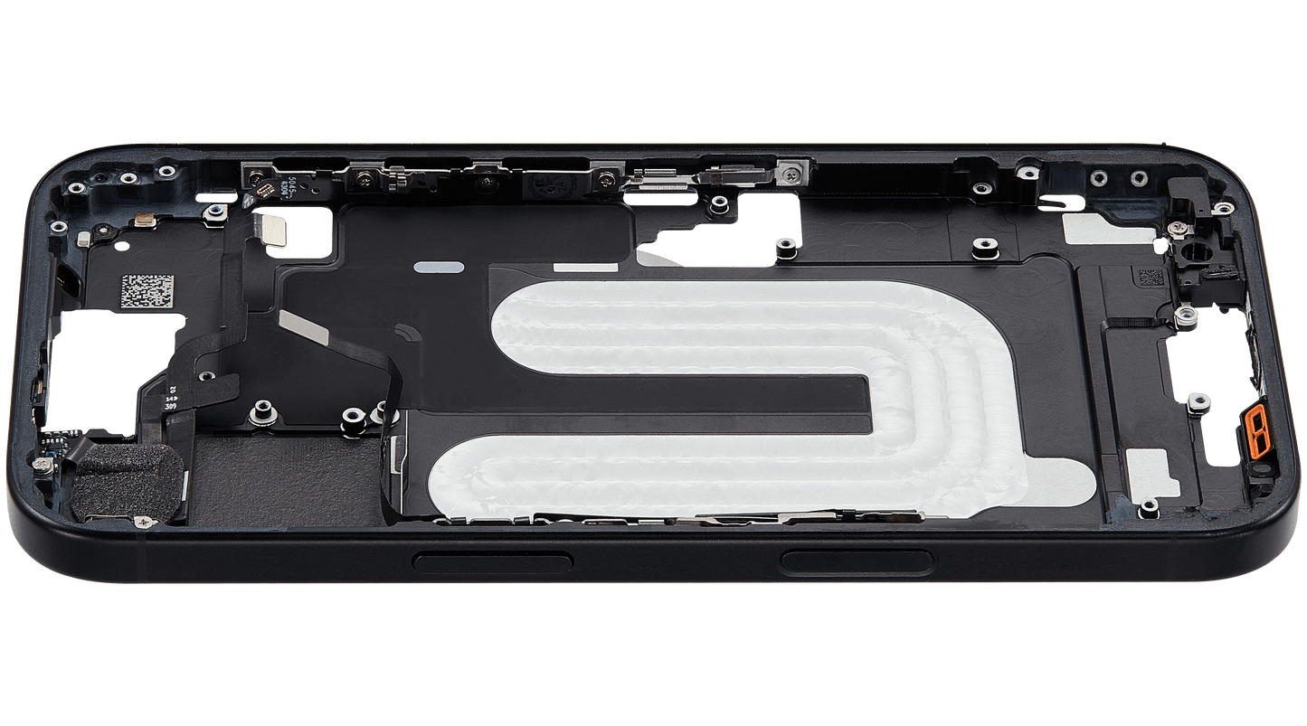 Mid-Frame Housing W/ Small Parts For iPhone 16 (US Version) (Used OEM Pull: Grade C) (Black)