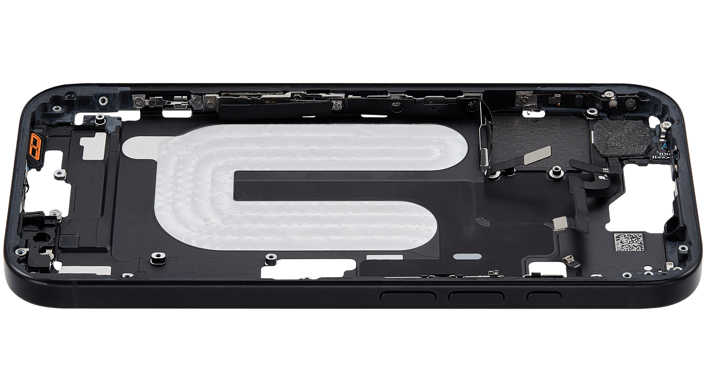 Mid-Frame Housing W/ Small Parts For iPhone 16 (US Version) (Used OEM Pull: Grade C) (Black)