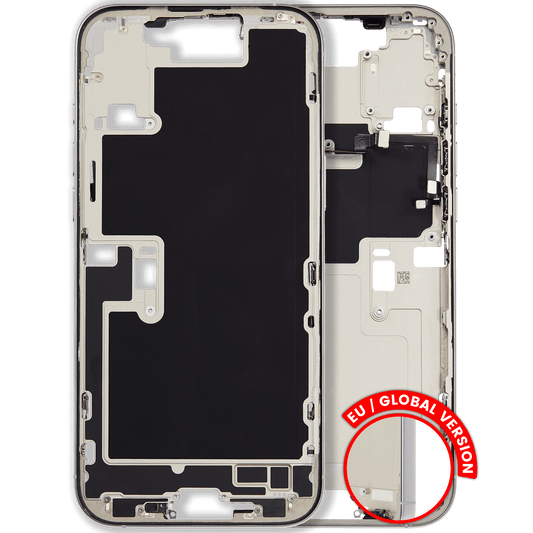Mid-Frame Housing W/ Small Parts For iPhone 16 Pro Max (EU / Global Version) (Used OEM Pull: Grade B) (White Titanium)