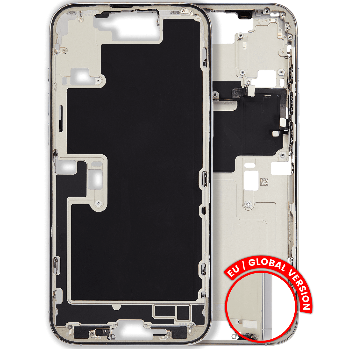 Mid-Frame Housing W/ Small Parts For iPhone 16 Pro Max (EU / Global Version) (Used OEM Pull: Grade A) (White Titanium)