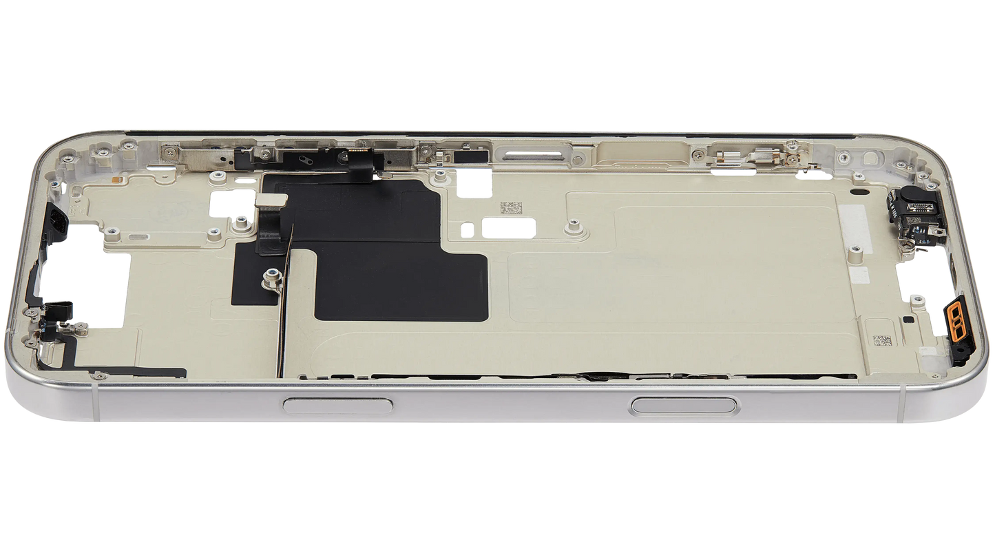 Mid-Frame Housing W/ Small Parts For iPhone 16 Pro Max (EU / Global Version) (Used OEM Pull: Grade A) (White Titanium)