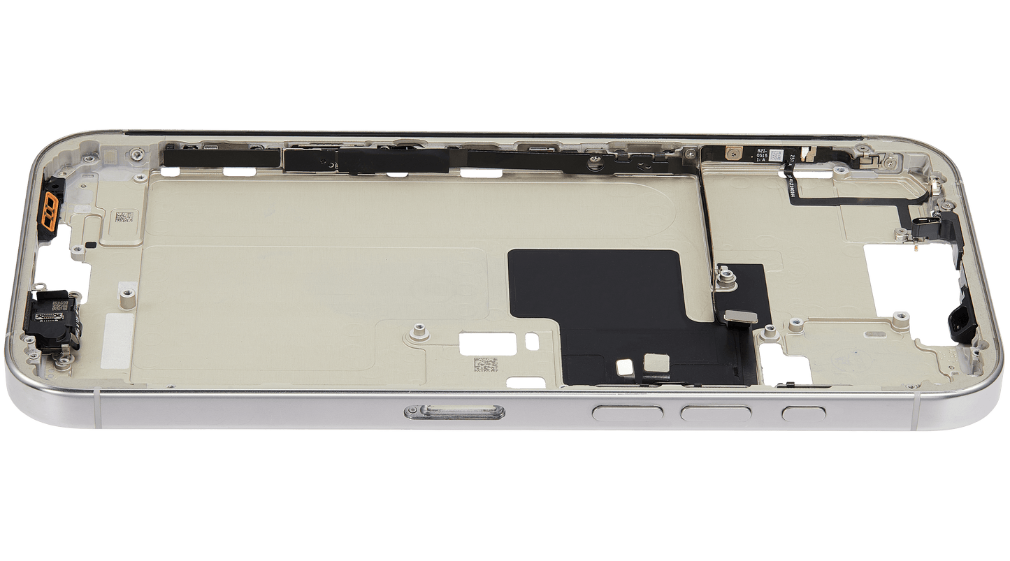 Mid-Frame Housing W/ Small Parts For iPhone 16 Pro Max (EU / Global Version) (Used OEM Pull: Grade A) (White Titanium)