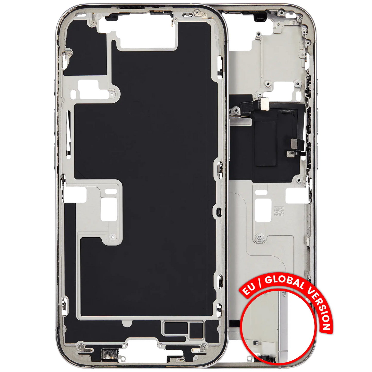 Mid-Frame Housing W/ Small Parts For iPhone 16 Pro (EU / Global Version) (Used OEM Pull: Grade B) (White Titanium)