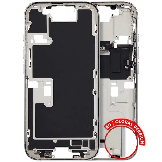 Mid-Frame Housing W/ Small Parts For iPhone 16 Pro (EU / Global Version) (Used OEM Pull: Grade B) (White Titanium)