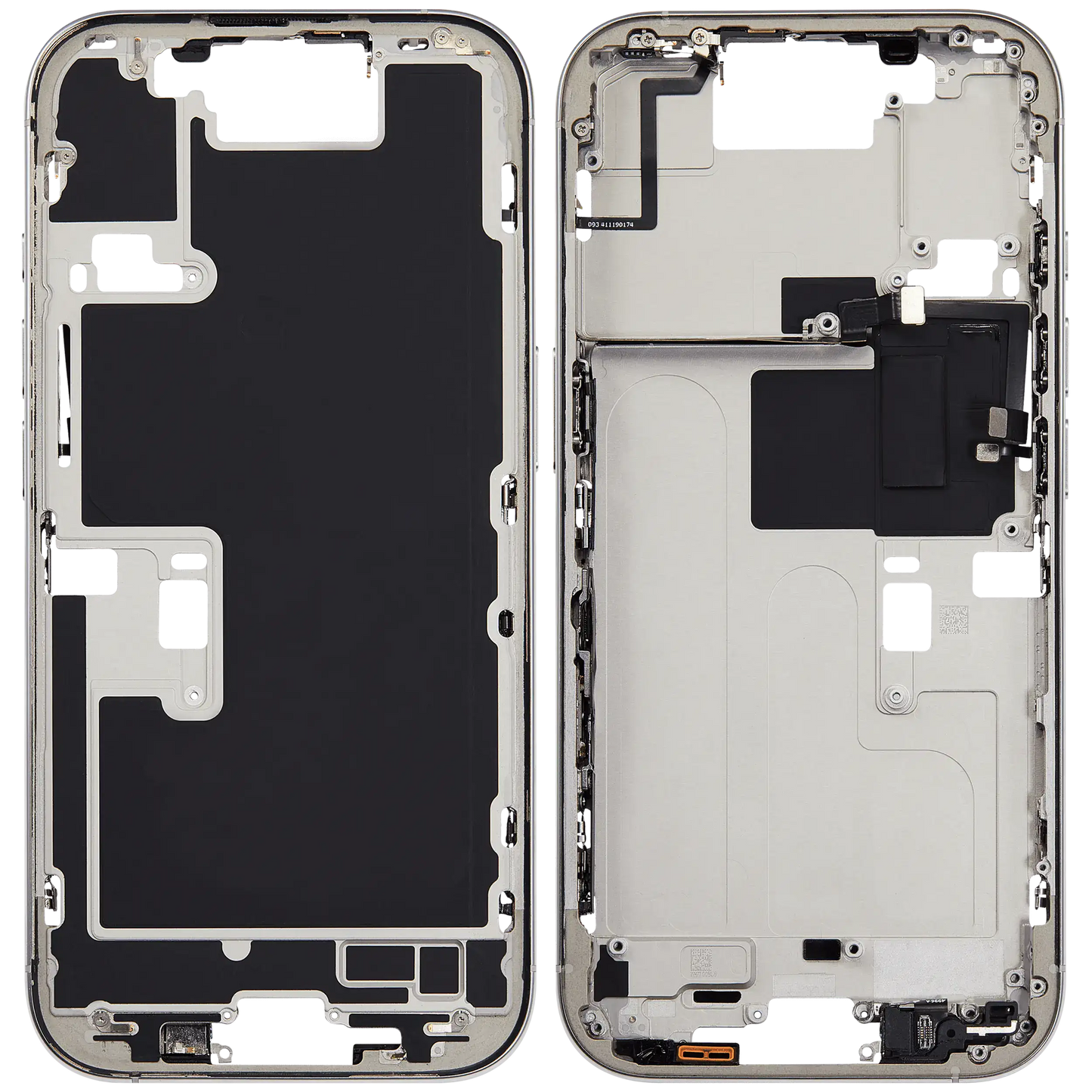 Mid-Frame Housing W/ Small Parts For iPhone 16 Pro (EU / Global Version) (Used OEM Pull: Grade B) (White Titanium)