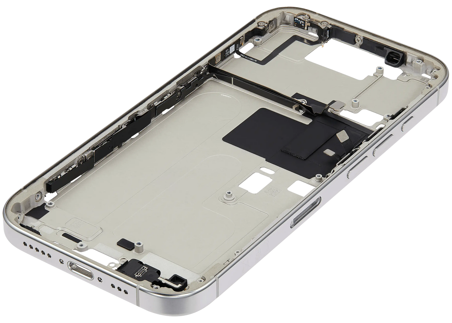 Mid-Frame Housing W/ Small Parts For iPhone 16 Pro (EU / Global Version) (Used OEM Pull: Grade B) (White Titanium)