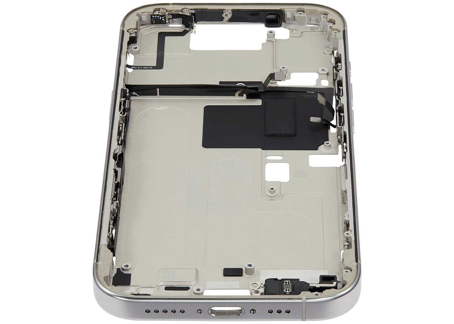 Mid-Frame Housing W/ Small Parts For iPhone 16 Pro (EU / Global Version) (Used OEM Pull: Grade B) (White Titanium)