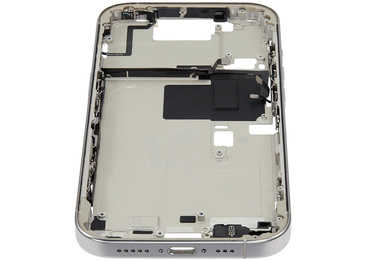 Mid-Frame Housing W/ Small Parts For iPhone 16 Pro (EU / Global Version) (Used OEM Pull: Grade B) (White Titanium) — product photo 3