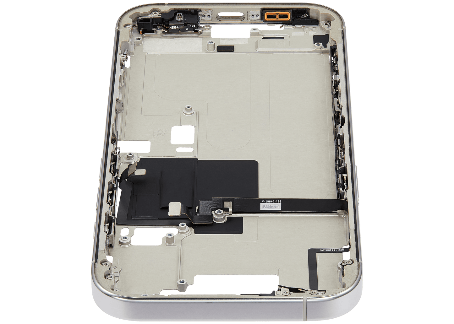 Mid-Frame Housing W/ Small Parts For iPhone 16 Pro (EU / Global Version) (Used OEM Pull: Grade B) (White Titanium)