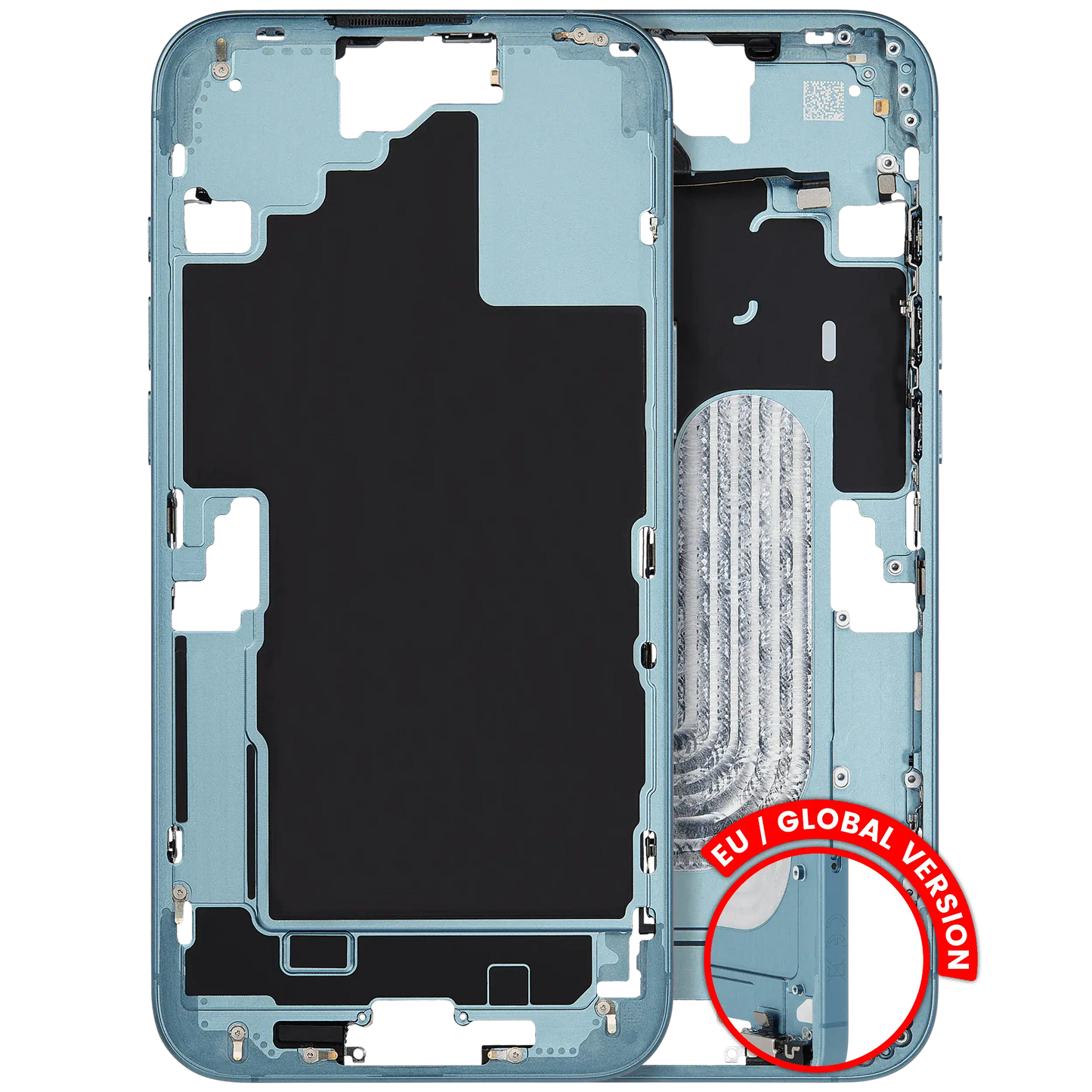 Mid-Frame Housing W/ Small Parts For iPhone 16 Plus (EU / Global Version) (Used OEM Pull: Grade B) (Teal)