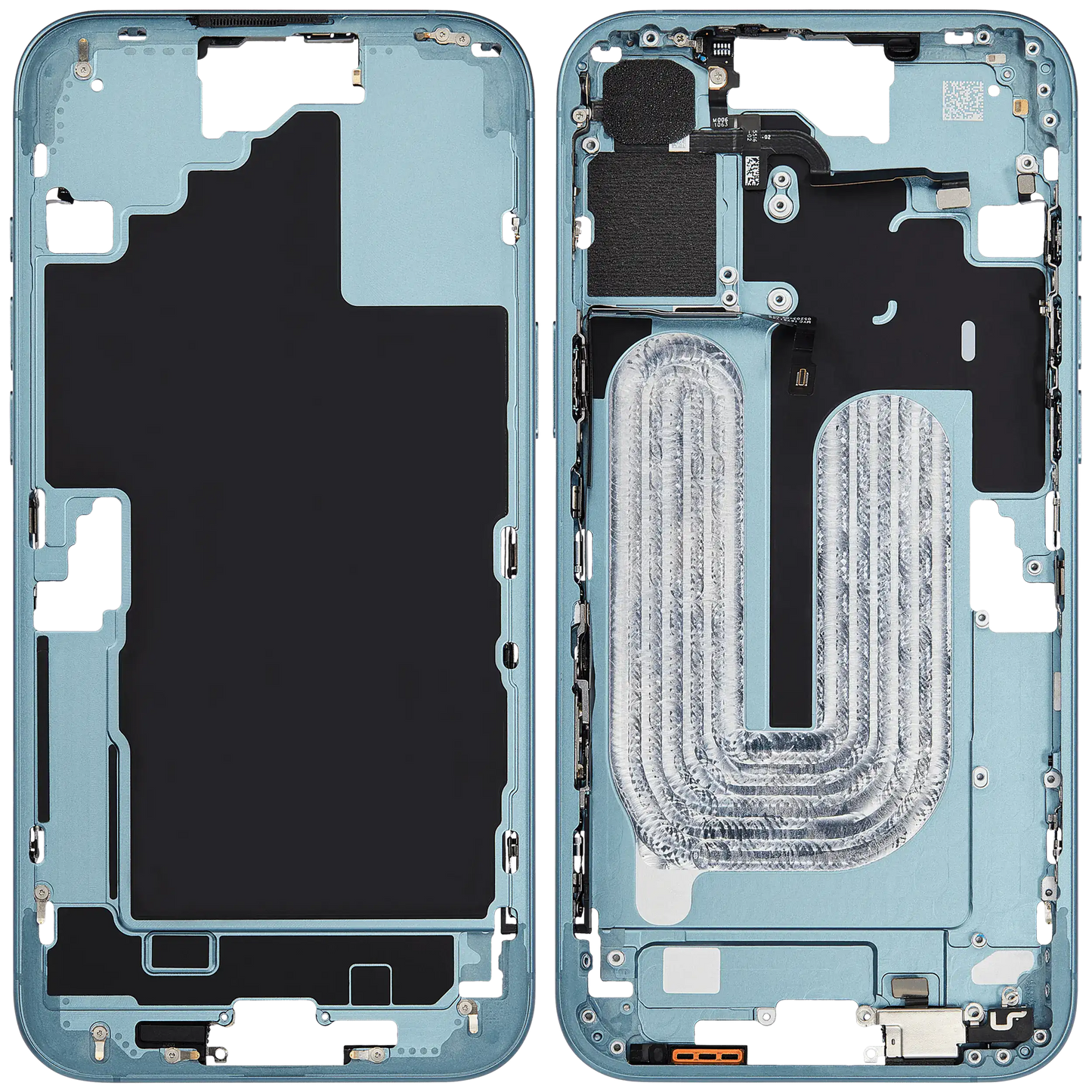 Mid-Frame Housing W/ Small Parts For iPhone 16 Plus (EU / Global Version) (Used OEM Pull: Grade B) (Teal)