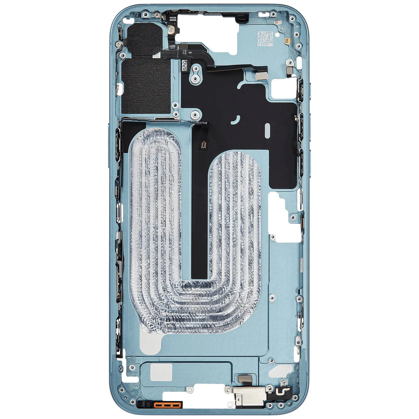 Mid-Frame Housing W/ Small Parts For iPhone 16 Plus (EU / Global Version) (Used OEM Pull: Grade B) (Teal)