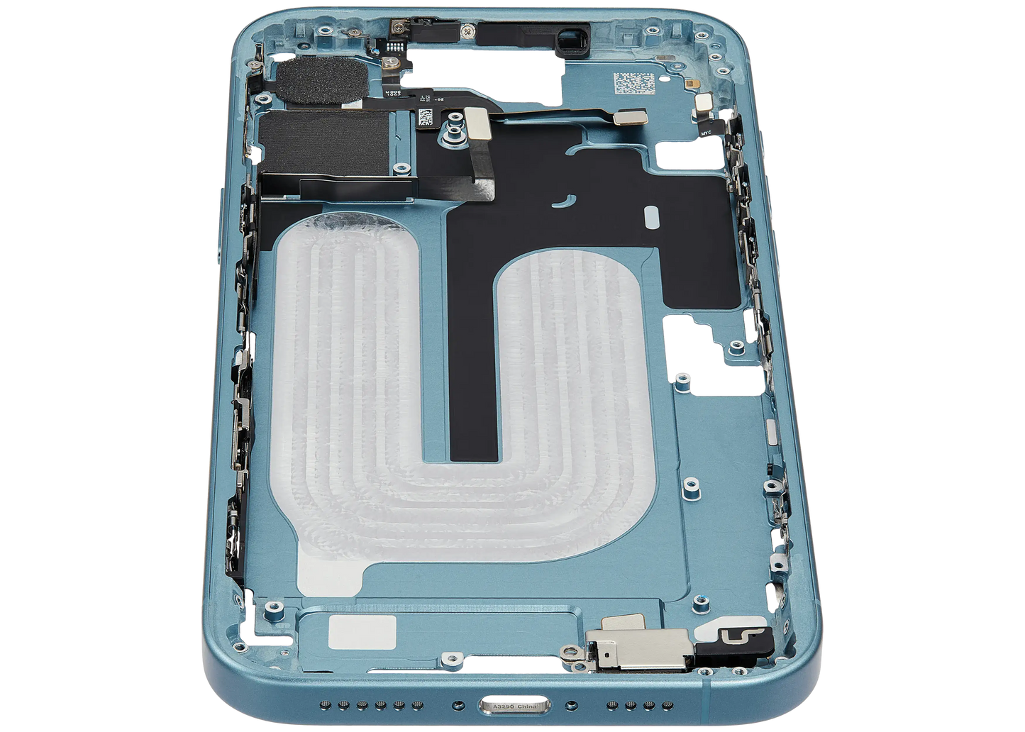 Mid-Frame Housing W/ Small Parts For iPhone 16 Plus (EU / Global Version) (Used OEM Pull: Grade B) (Teal)