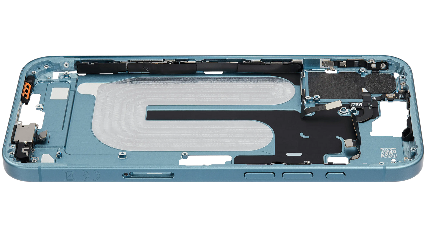 Mid-Frame Housing W/ Small Parts For iPhone 16 Plus (EU / Global Version) (Used OEM Pull: Grade B) (Teal)