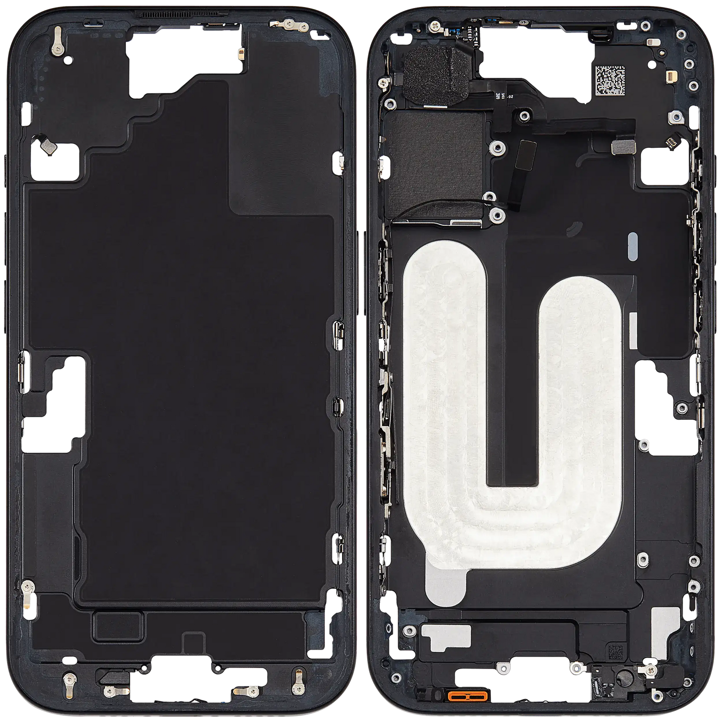 Mid-Frame Housing W/ Small Parts For iPhone 16 (US Version) (Used OEM Pull: Grade B) (Black)