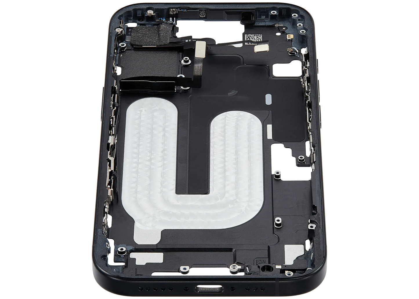 Mid-Frame Housing W/ Small Parts For iPhone 16 (US Version) (Used OEM Pull: Grade B) (Black)