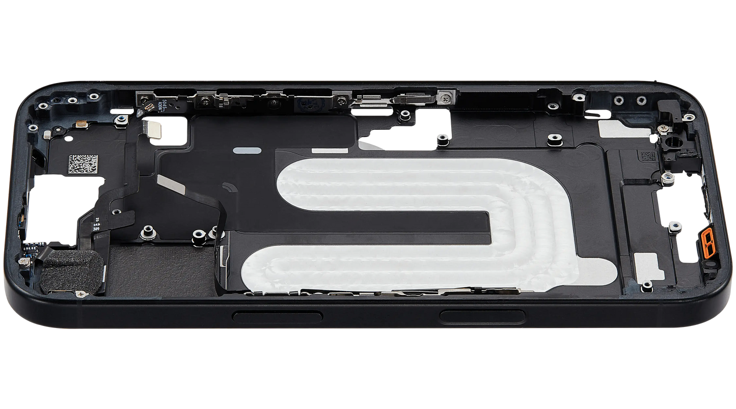 Mid-Frame Housing W/ Small Parts For iPhone 16 (US Version) (Used OEM Pull: Grade B) (Black)
