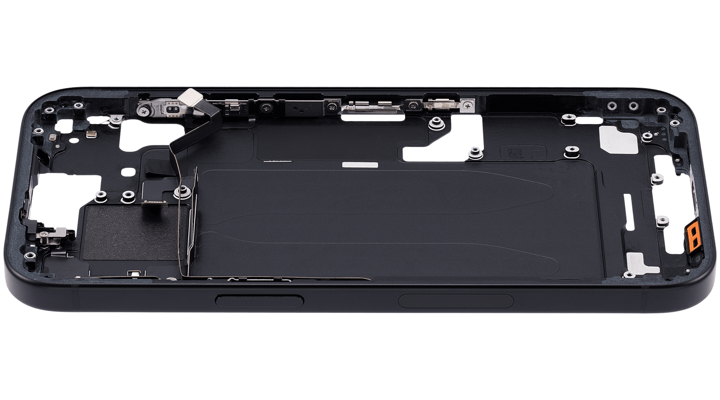 Mid-Frame Housing W/ Small Parts For iPhone 15 (US Version) (Used OEM Pull: Grade C) (Black)