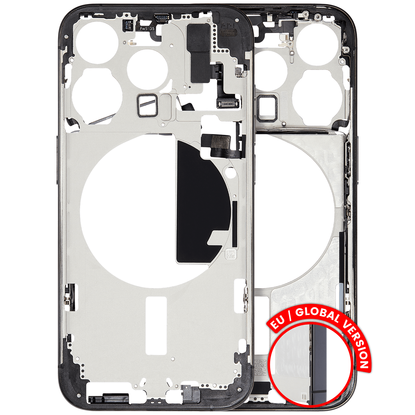 Mid-Frame Housing W/ Small Parts For iPhone 15 Pro (EU / Global Version) (Used OEM Pull: Grade B) (Black Titanium)
