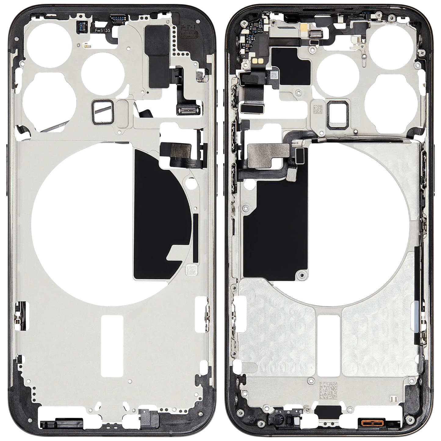 Mid-Frame Housing W/ Small Parts For iPhone 15 Pro (EU / Global Version) (Used OEM Pull: Grade B) (Black Titanium)