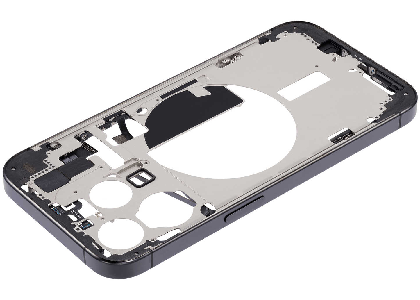 Mid-Frame Housing W/ Small Parts For iPhone 15 Pro (EU / Global Version) (Used OEM Pull: Grade B) (Black Titanium)